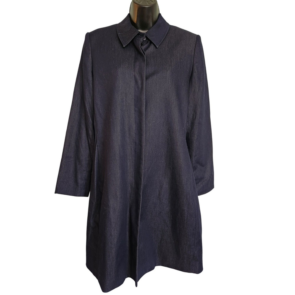 Apostrophe Stretch Denim Dress Coat Jacket Collared Blue Women Size 6‎